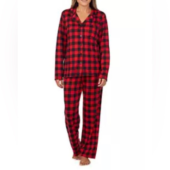 Ladies Pajamarama Classic Buffalo Check Flannel Pajama Set Small - Picture 1 of 9